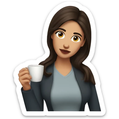 brunette woman sipping tea with eyebrows raised sticker