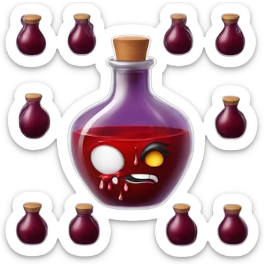 a stylish potion bottle with blood and a gothic lid, perfect for a vampire girl theme." sticker