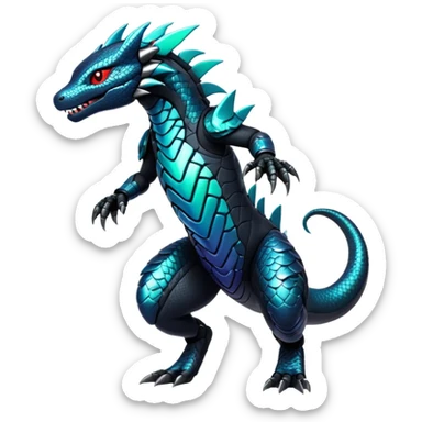 Modern Futuristic Scaly Iridescent Cyber-Salandit-Litten-Hybrid (Full body) sticker