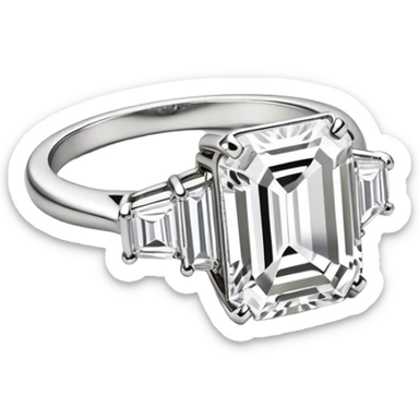 Single emerald cut colorless diamond ring sticker