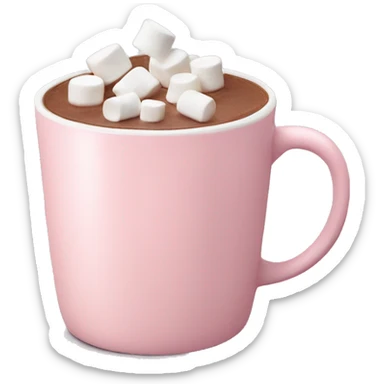 Light Pink mug of hot chocolate with marshmallows  sticker