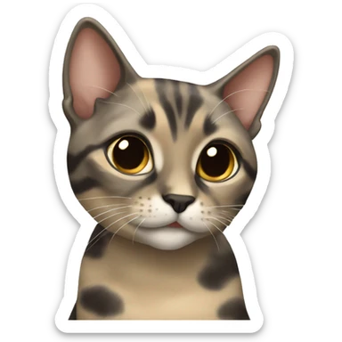 beige and grey tortie cat sticker