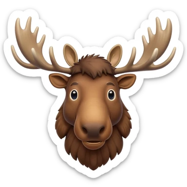 A high-resolution digital illustration of a noble moose in a clean, semi-realistic style. The noble moose is shown head on sticker