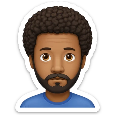black man with beard, mustache, and short afro sad sticker