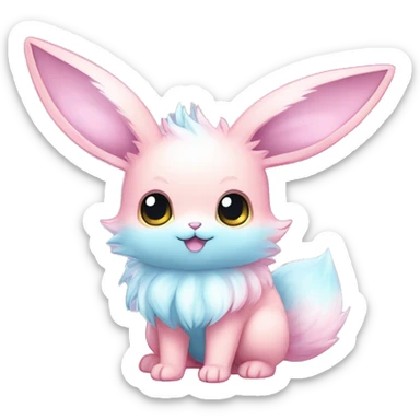 Kawaii Pastel Cotton-Candy-Colored Eeveelution-Cute-Bunny-Pokémon-fusion full body sticker