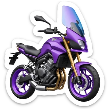 Créer un emoji copiable sur mon système iOS avec une moto mt07 noir mate / violet plus foncé que tu as et iridescent. le style de la mt07 doit être en roadster. sticker