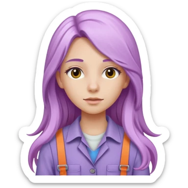 lilac girl with long hair worker sticker
