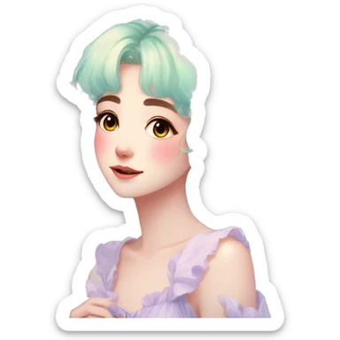 gorgeous anime pastel lady with butterflies and beautiful hair fairycore cottagecore sticker