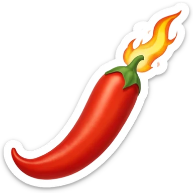 un piment rouge allongé avec une flamme sticker