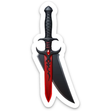 iOS emoji, dark fantasy dagger, obsidian blade, runes, blood drop, clean render, minimalism sticker
