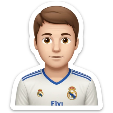 White Male wearing Real Madrid jersey sticker