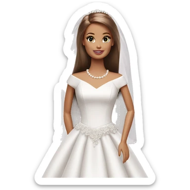 Barbie bride brown hair sticker