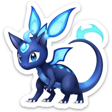 Nebulae Salandit-Meowstic-Noibat-Fakémon-hybrid-creature (full body)  sticker