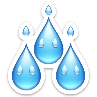 three equally sized droplets stacked on top of each other with two other droplets going outward from the middle droplet sticker