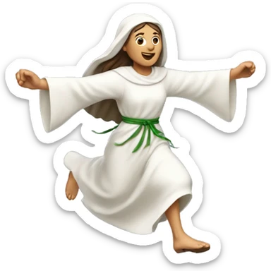 saint brigid running, with a large stride and arms outstretched sticker