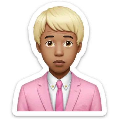 Tyler the Creator with blonde wig and pink suit from IGOR era sticker