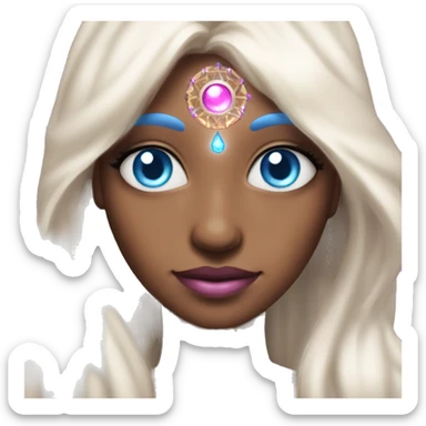 magical diva with pink andromedan skin long hair and blue eyes glowing third eye sticker