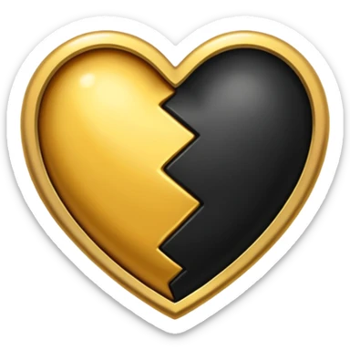 Corazón negro roto y reparado con oro envuelto en las doradas sticker