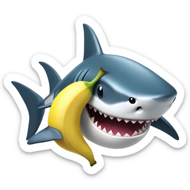 Shark swimming trying to catch banana sticker