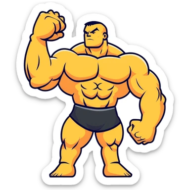 powerful strong limbs flexing, bodybuilder pose sticker