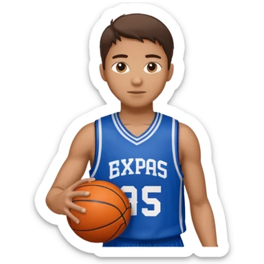 Giocatore basket con il pallone con il numero 35 e completino azzurro e bianco sticker