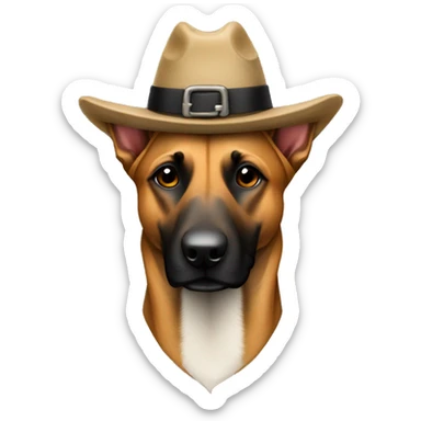 Belgian Malinois wearing a pilgrim hat sticker