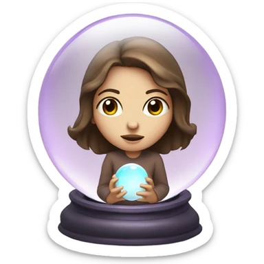 Psychic girl with brown hair looking into crystal ball  sticker