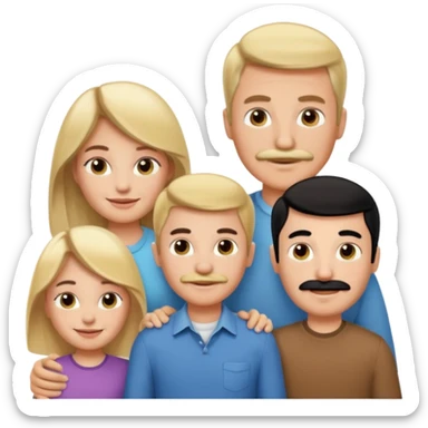 Family of 5: Mom, dad, 2 boys, one girl. Kids have blonde hair. Mom has light brown hair. Dad has black hair with mustache. sticker