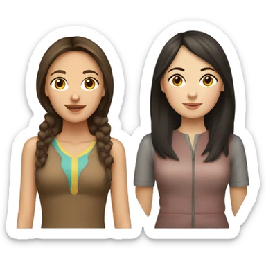 A Russian brunette woman and a Kazakh girl. sticker