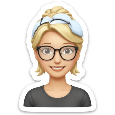 Dominatrix blonde hair up do and glasses full body sticker