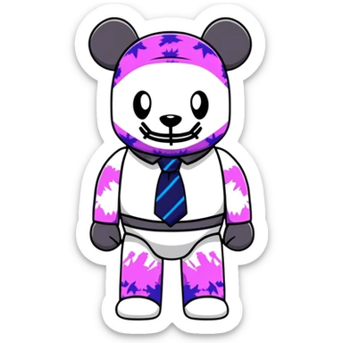 cute bearbrick collectible toy wearing a tie-dye colorful balaclava sticker