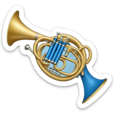 Round hunting horn blue sticker