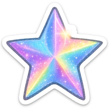 tiny star with a holographic rainbow, glamorous and stylish, no background sticker