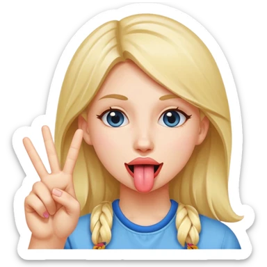 make a girl who is sticking her tounge out with two peace signs sticker