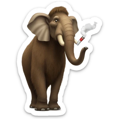 mammoth smoking a cigarette sticker