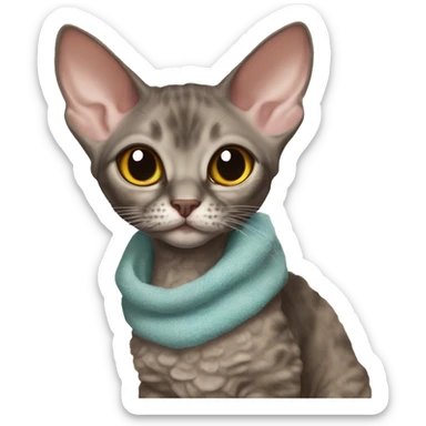 Koritsa is a playful and cuddly Devon Rex with curly fur and big, expressive eyes. She loves laps, cozy blankets, and brightening your day with her gentle purrs. sticker