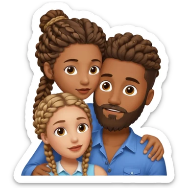 brown skin man with beard and braids making out with a white woman with curly brown hair  sticker