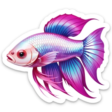 pink and white beautiful betta fish sticker