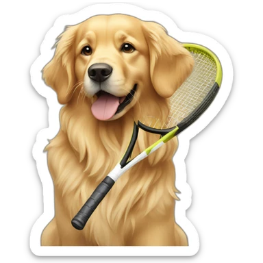 Golden retriever plays tennis sticker