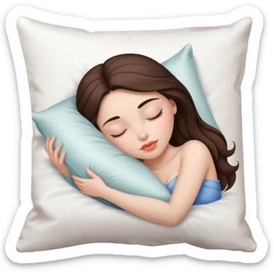 sleeping beauty brunette white girl with a silk pillow sticker