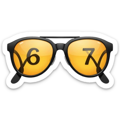 Sunglasses with the number 67 on them sticker