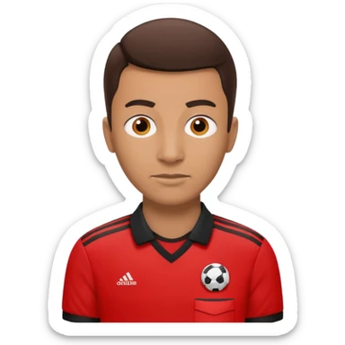 Do a simple soccer referee emoji with a red adidas shirt sticker