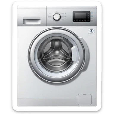 front-loading washing machine with round door sticker