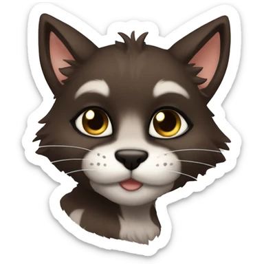 Anthro Shy Cute Cool Edgy Pretty Dark Brown Furry Feline Animal Anthro Sona sticker