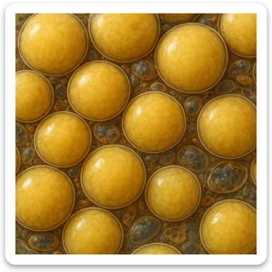 adipocytes seen under microscope, hyper realistic 4K style, cellular details, natural colors, scientific atmosphere sticker