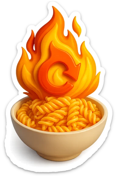 fiamma di metabolismo con bowl di pasta 3d sticker