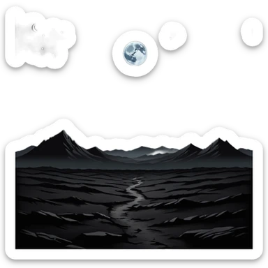 dark and eerie scene, the entire world covered in darkness. The sky is deep black with no stars or light, no moon, no glow just total void and silence. The atmosphere feels ominous and unsettling, as if darkness has swallowed everything. No characters, no visible light sources sticker