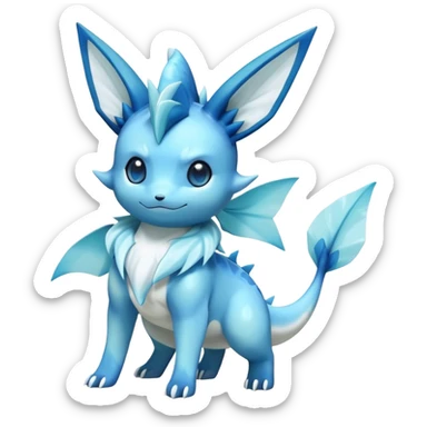 Kawaii Vaporeon-Glaceon-Pokemon-Digimon-hybrid, full body, 4 legs sticker