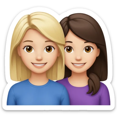 Blonde girl and brunette girl best friends sticker