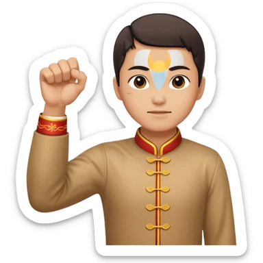 Traditional Chinese greeting gesture: right fist in left palm sticker
